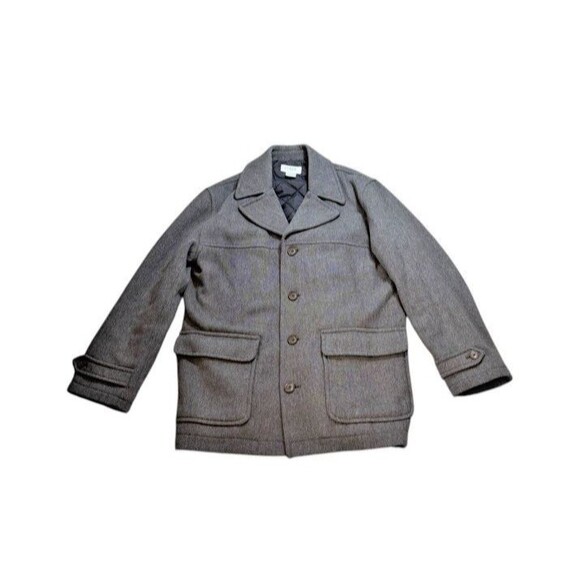 J Crew Ludlow Car Coat Men's Size Large Herringbone Tweed Insulated Overcoat - Picture 1 of 8